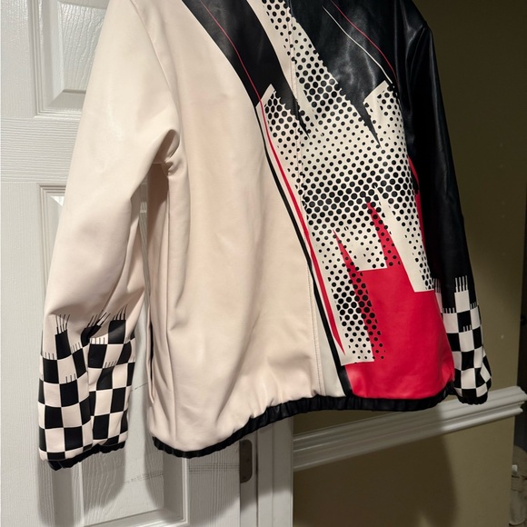 Reason Men's Black, Cream, and Red Bomber Jacket - Picture 3 of 5